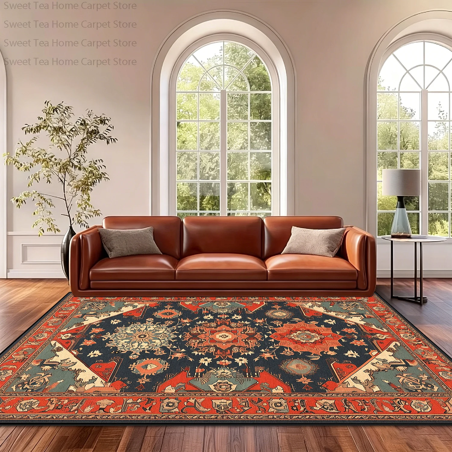 Persian Classic Retro Style Living Room Carpet Decoration Home Non-slip Washable Bedroom Area Rug Soft Fluffy Office Floor Mats