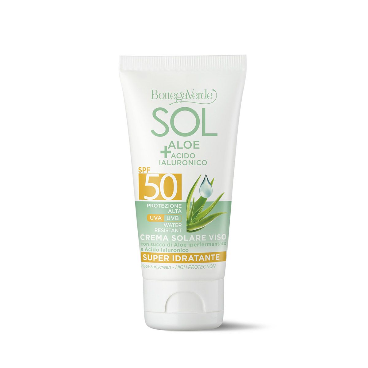 Bottega Verde SOL Aloe Acido Ialuronico - Crema solare viso protezione