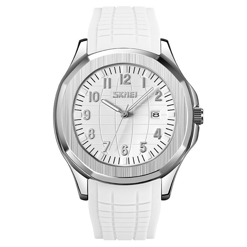 SKMEI 9286 Waterproof Quartz Watch Men's Sports Watch With Silicone Strap And Date Display white