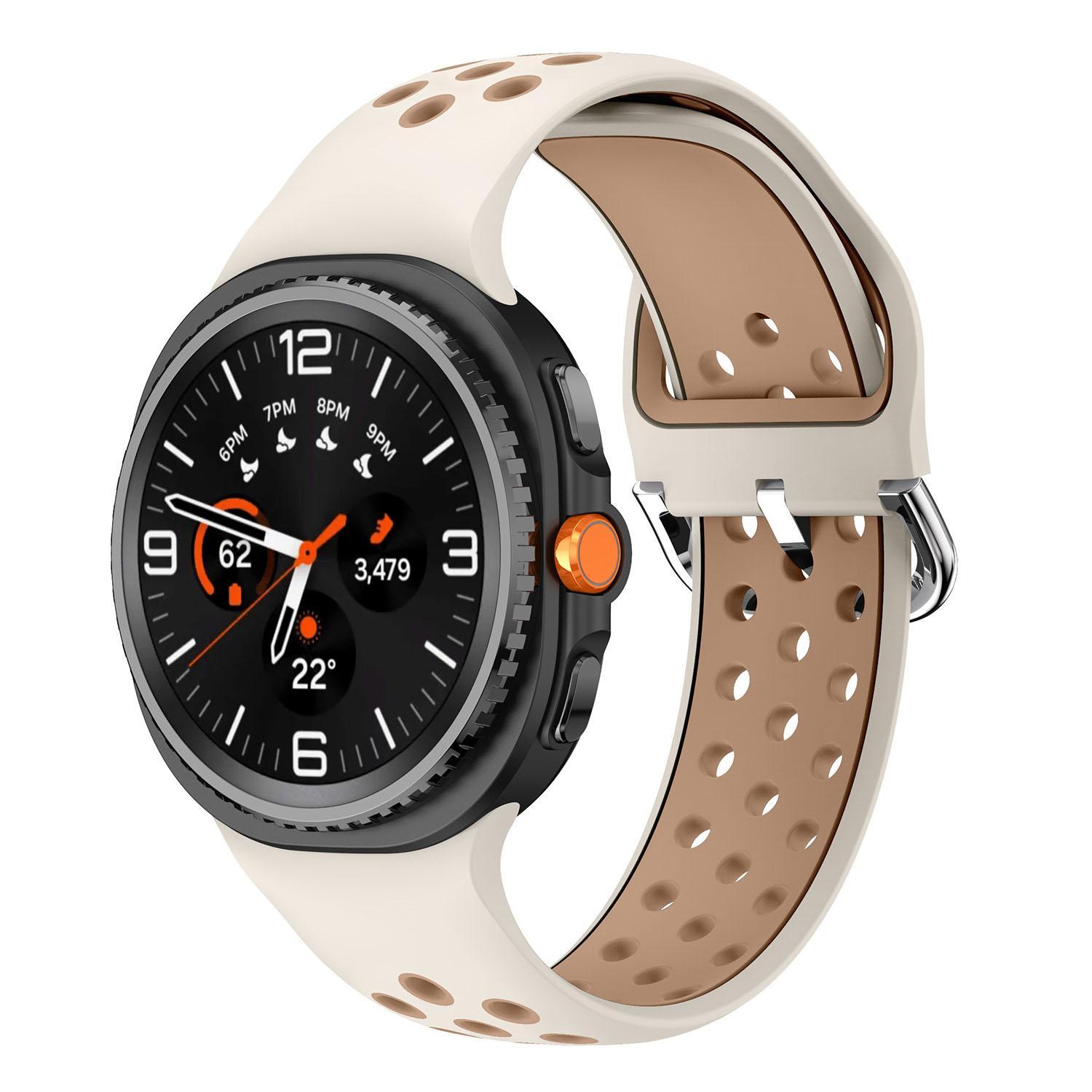 Samsung Galaxy Watch8 Classic Silicone Watch Band Two Color Sport Replacement Strap starlight Milk Tea