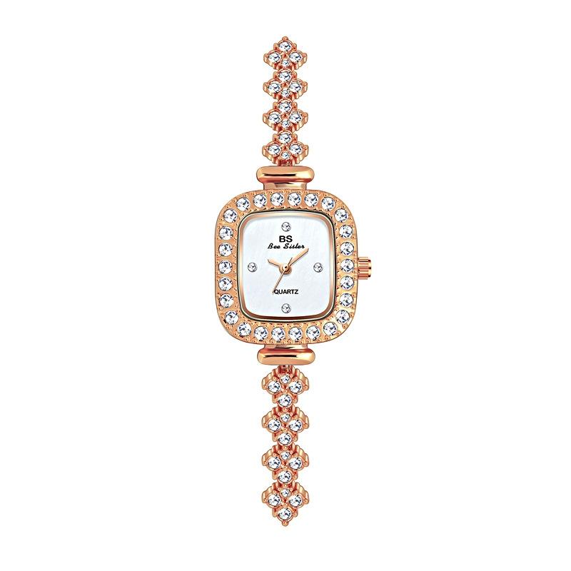 Women's Diamond Watch Elegant Quartz Bracelet Watch For Women With Stainless Steel Buckle rose Gold