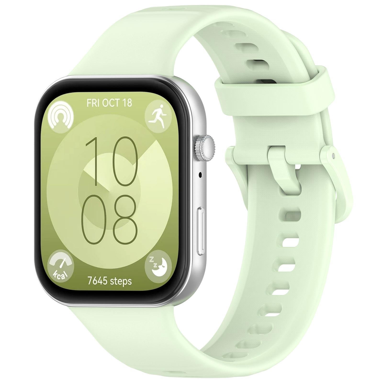 Huawei Watch Fit 3 Silicone Sports Watch Band With Colorful Buckle Replacement Strap green