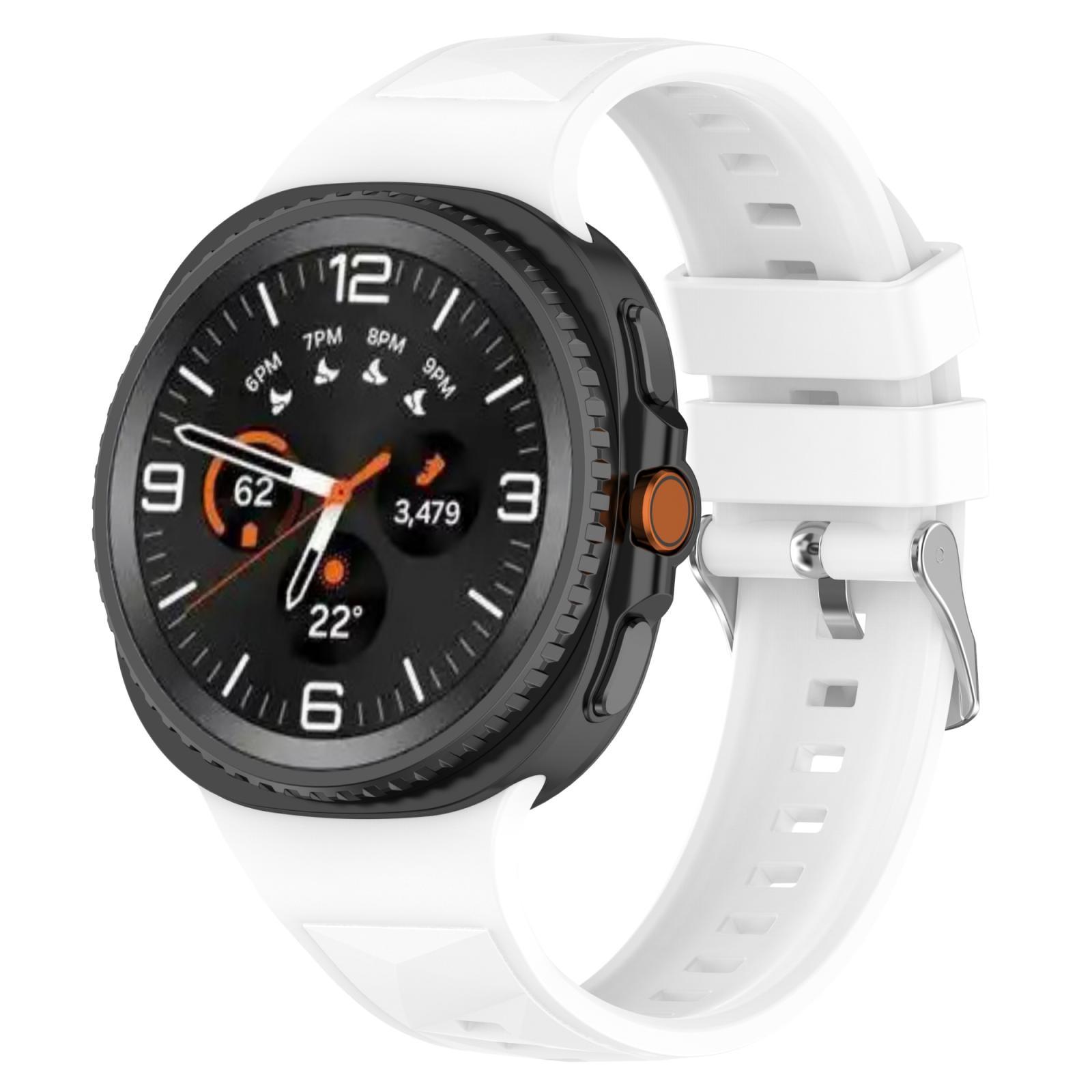 Samsung Galaxy Watch 8 Classic Silicone Watch Band Ice Crystal Texture Replacement Strap white