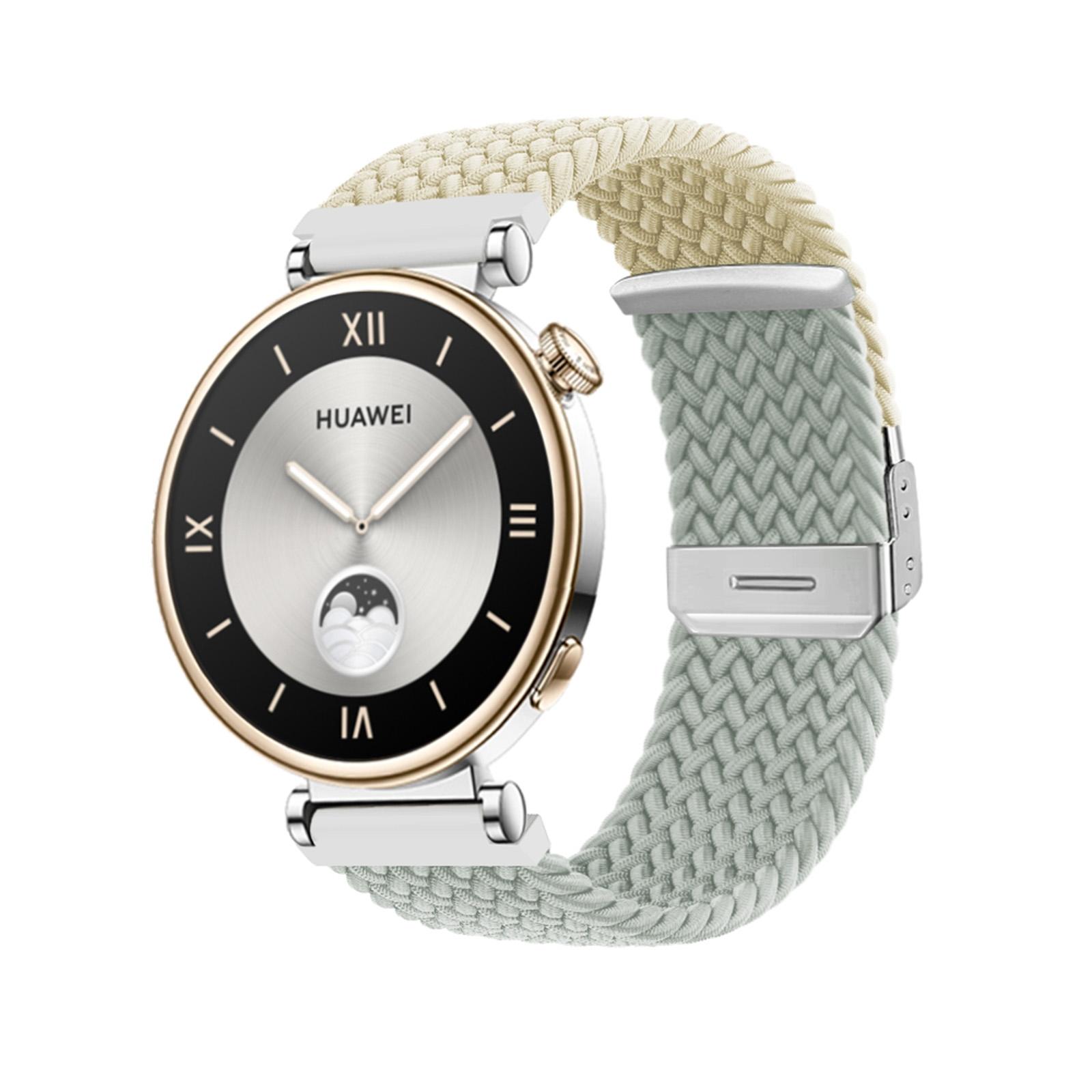 Huawei Watch GT4 41mm Braided Nylon Watch Band Adjustable Replacement Strap With Integrated Buckle starlight+light Grey
