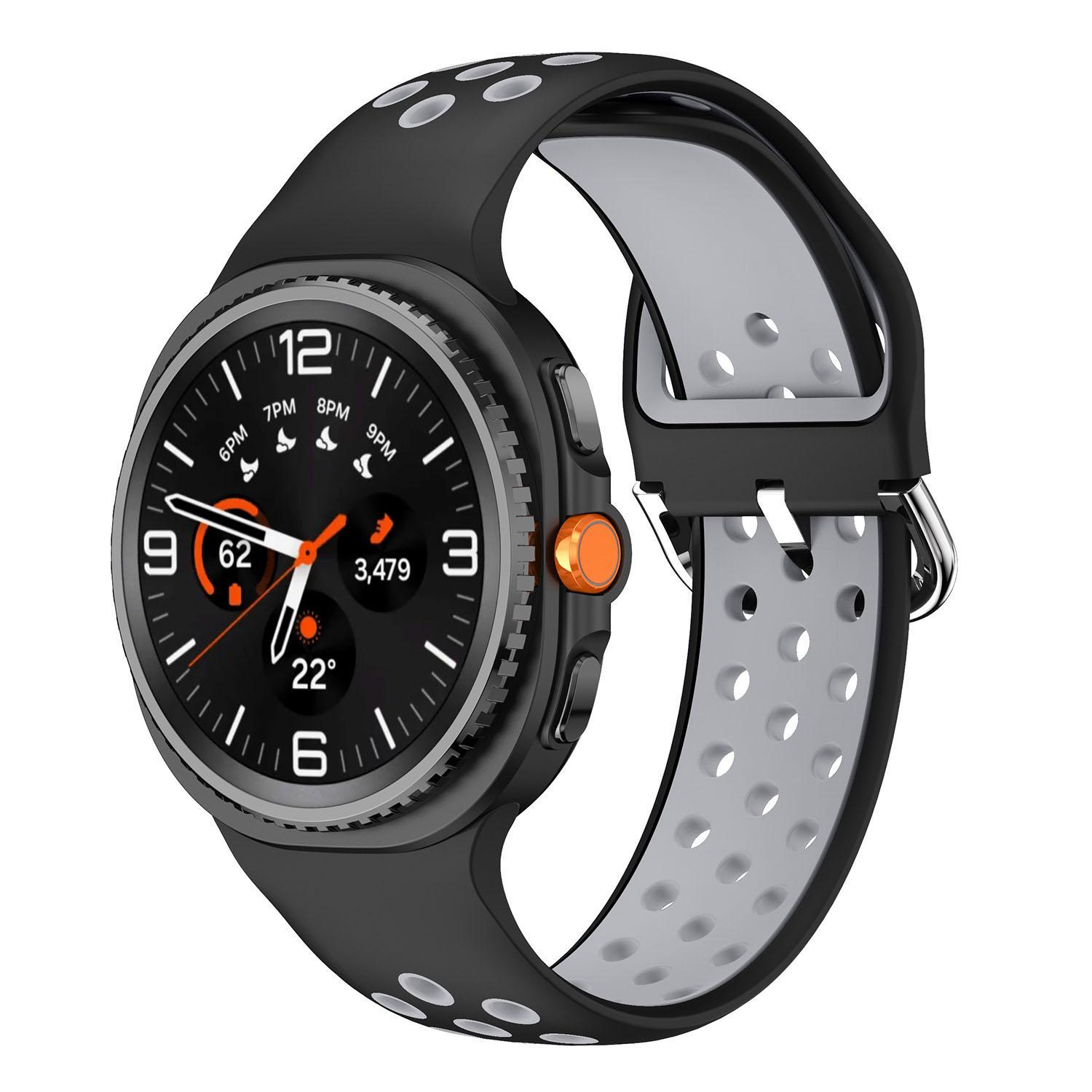 Samsung Galaxy Watch8 Classic Silicone Watch Band Two Color Sport Replacement Strap black Grey