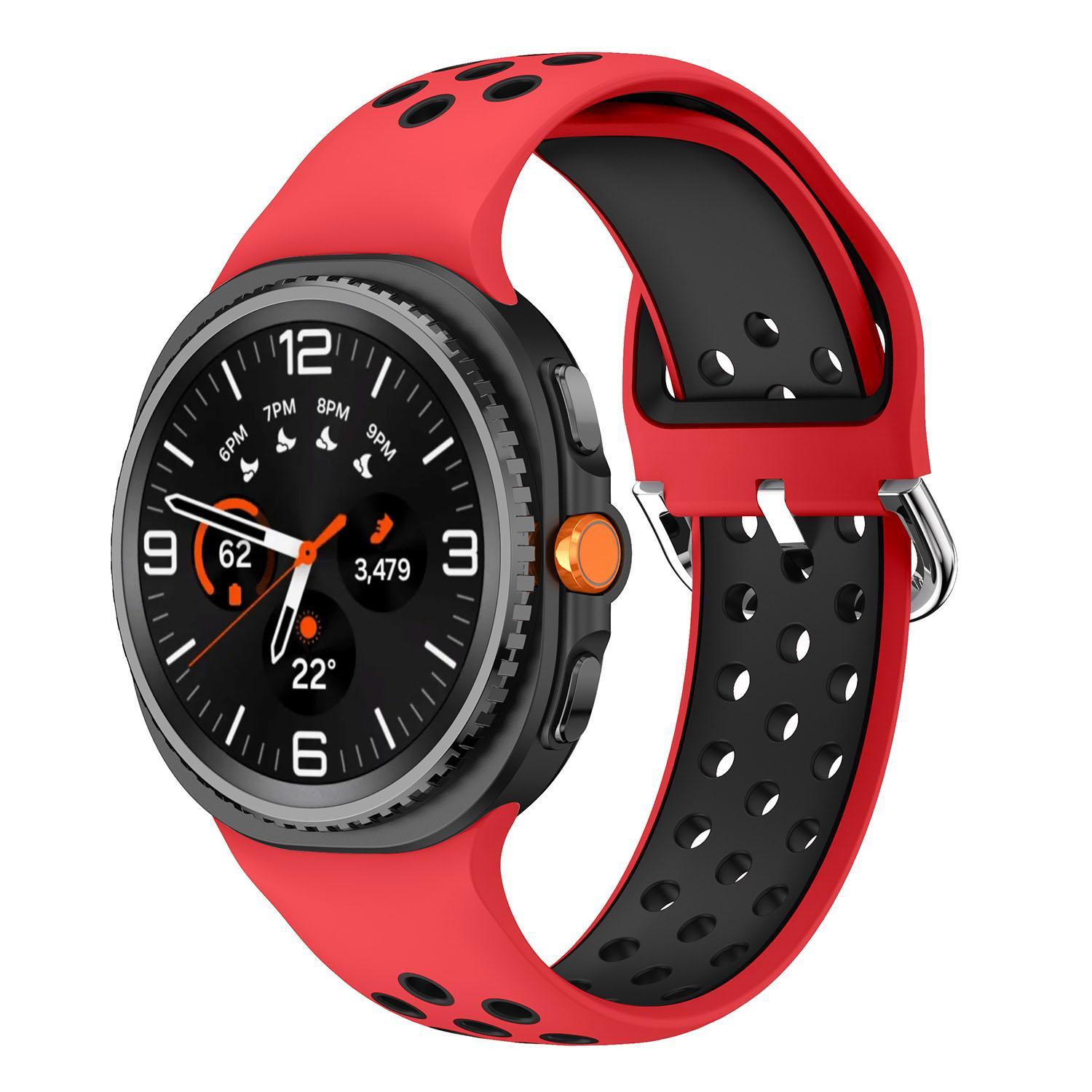 Samsung Galaxy Watch8 Classic Silicone Watch Band Two Color Sport Replacement Strap red Black