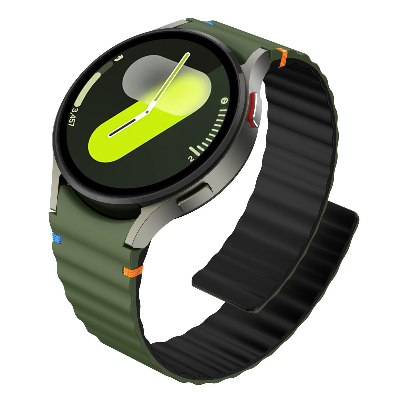 Samsung Galaxy Watch Magnetic Silicone Watch Band Wavy Grain Replacement Strap For Galaxy Watch 7 6 5 4 army Green Black