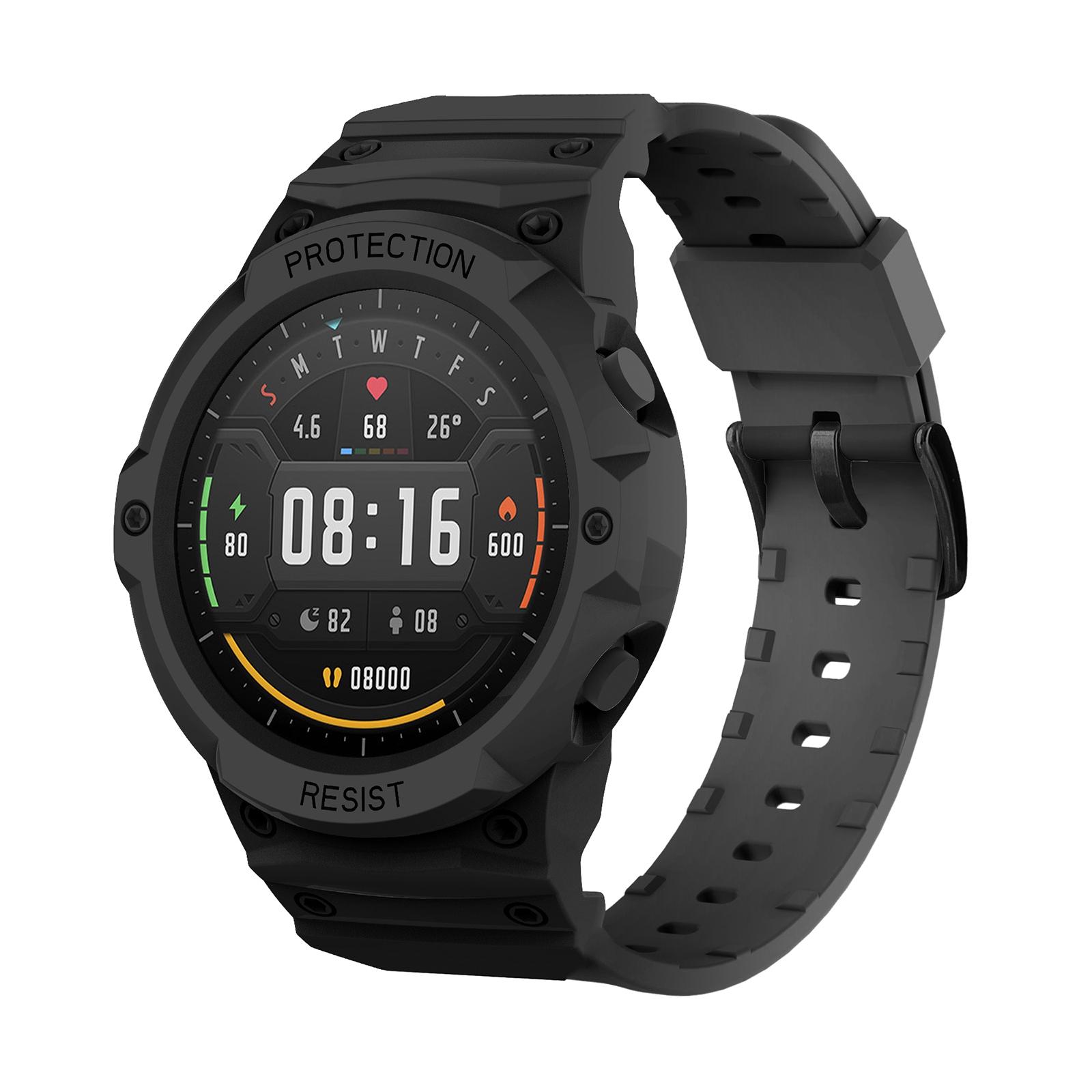 Xiaomi Watch Color Sport TPU Watch Band Case Protective Armor Unibody Replacement Strap black