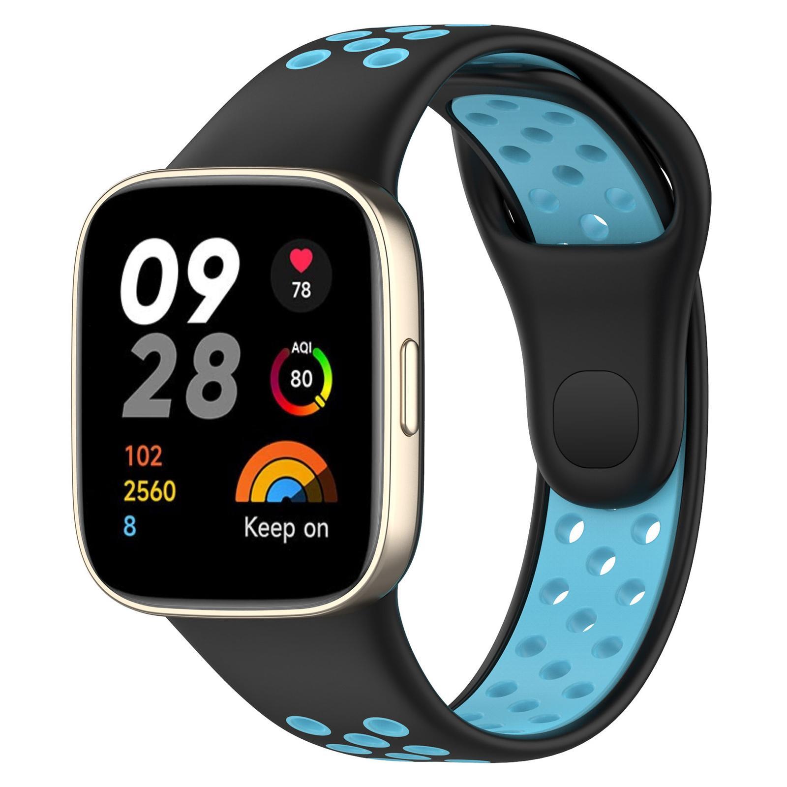 Redmi Watch 3 Silicone Watch Band Two Color Sports Watch Strap With Secure Press Button black Blue