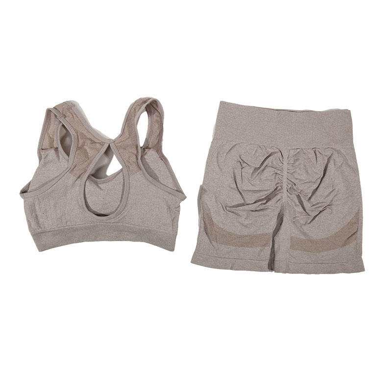 Women's Yoga Set Quick Dry Workout Set For Women With Fitness Vest & Sports Shorts coffee s(40 50kg)