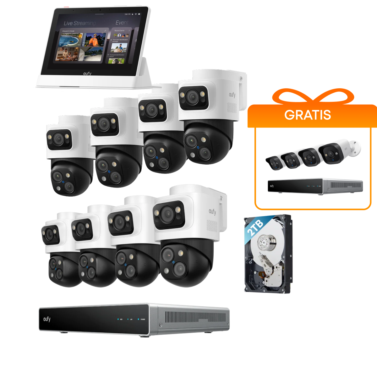 eufy PoE Bullet-PTZ-Kamera S4 8-Cam kit Image