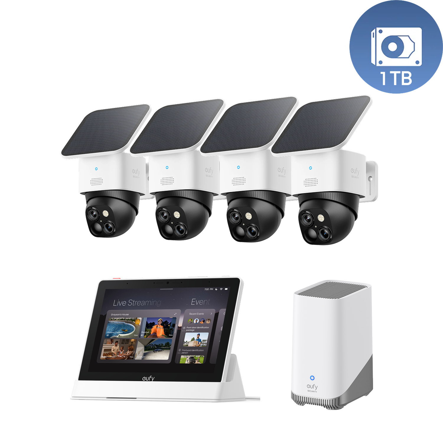 eufyCam Solo S340 (4er-Pack) und eufy HomeBase™ S380 mit 1TB Festplatte Image
