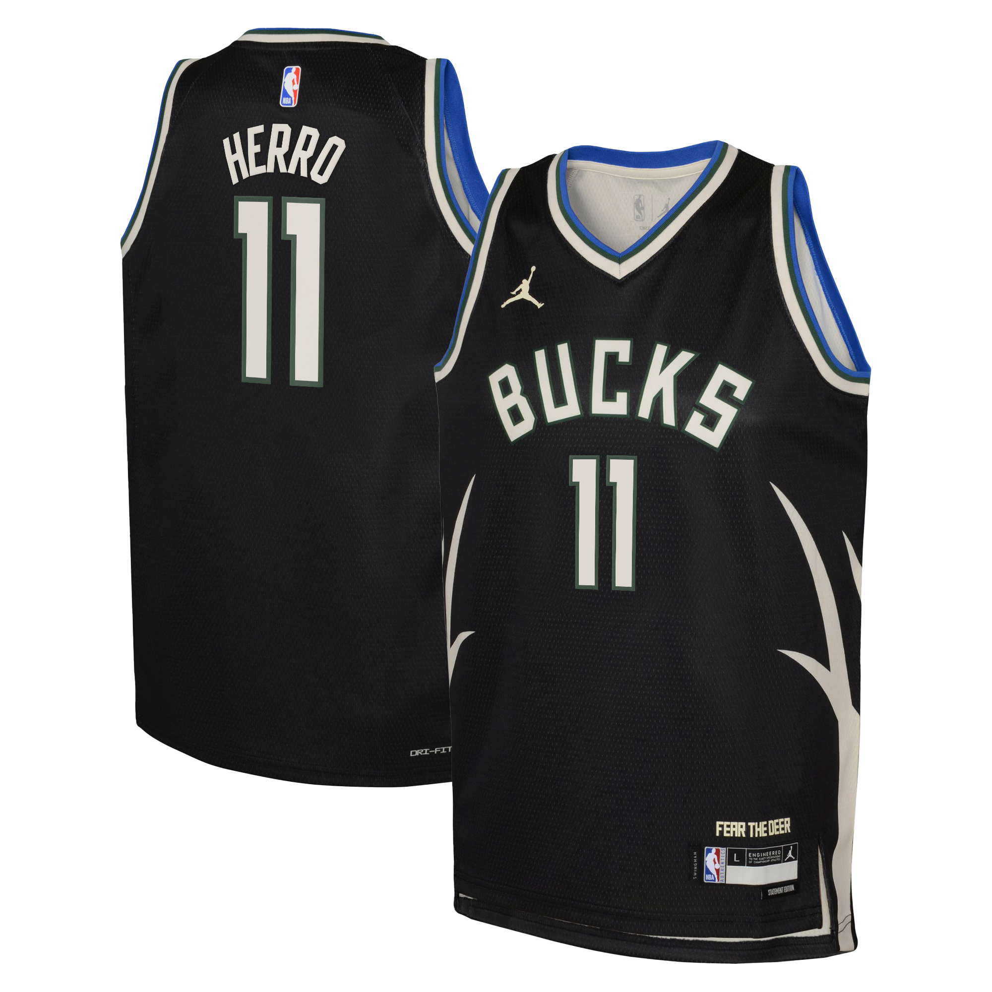 Maillot Swingman Jordan Brand Statement Edition des Milwaukee Bucks - Vert chasseur - Tyler Herro - Jeune - unisexe Taille: L (14/16)