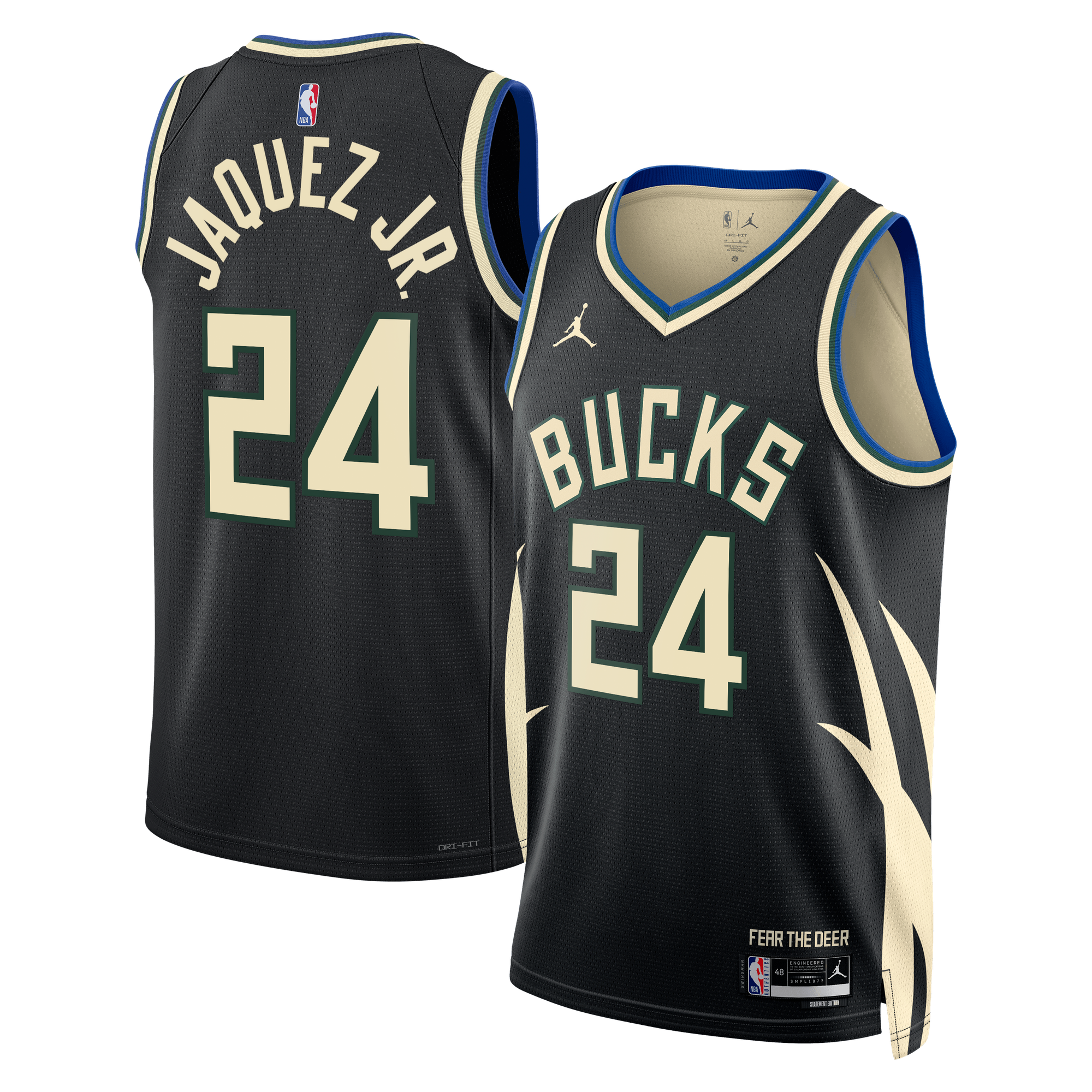 Maillot Swingman Jordan Brand Statement Edition des Milwaukee Bucks - Vert chasseur - Jaime Jaquez Jr. - Unisexe - Homme Taille: XS
