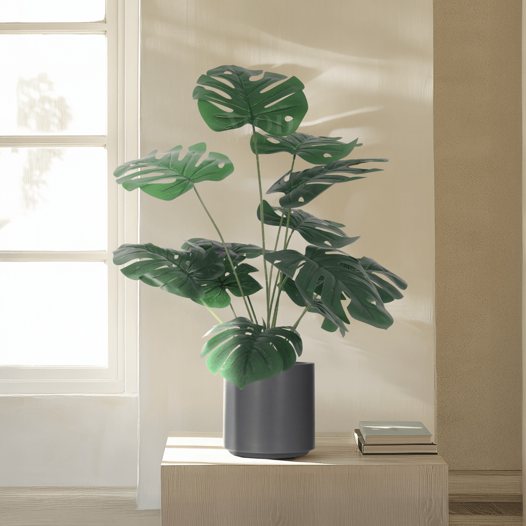Monstera Large Artificial Plant - Realistic Silk Leaves, Maintenance-Free Greenery | 47 Â¼