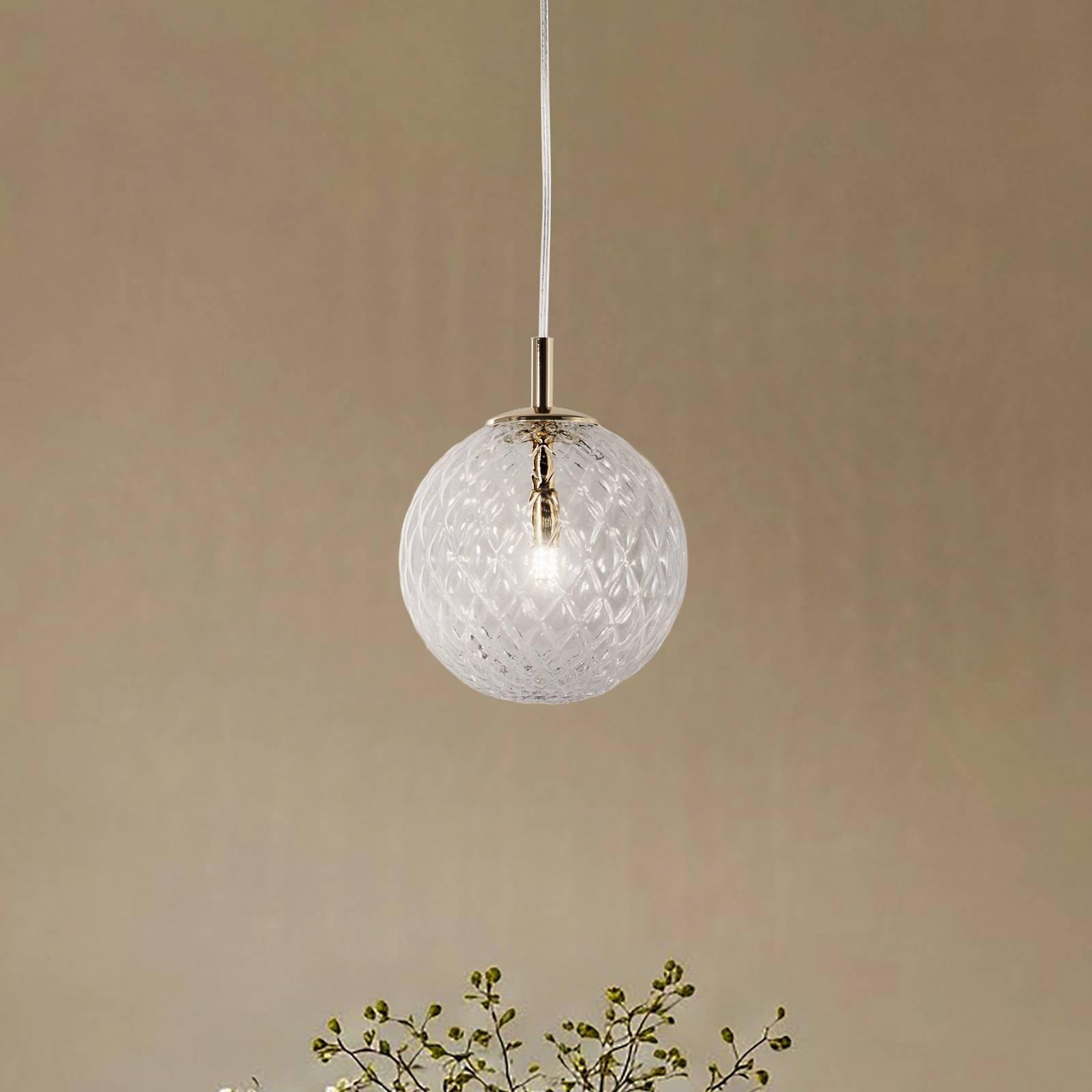 Lampada a sospensione Cadix in vetro, 1 luce, Ø 21 cm TK Lighting, dimmerabile, Chiaro / Trasparente, Soggiorno / Sala da pranzo, Vetro