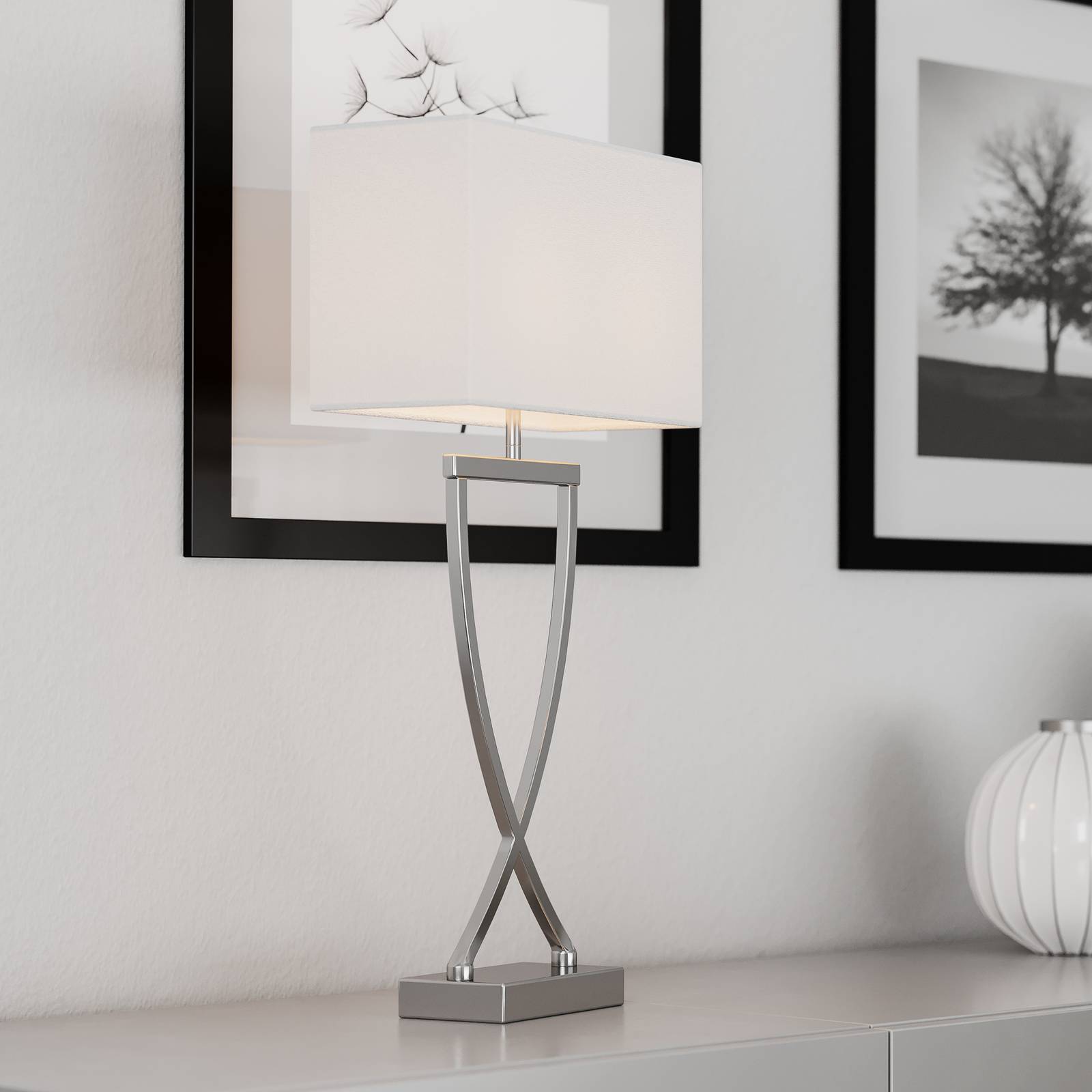 By Rydéns Lampada da tavolo Omega, Cromo / Argento, Soggiorno / Sala da pranzo, Tessuto / Stoffa / Seta, Moderno, Lampada da tavolo