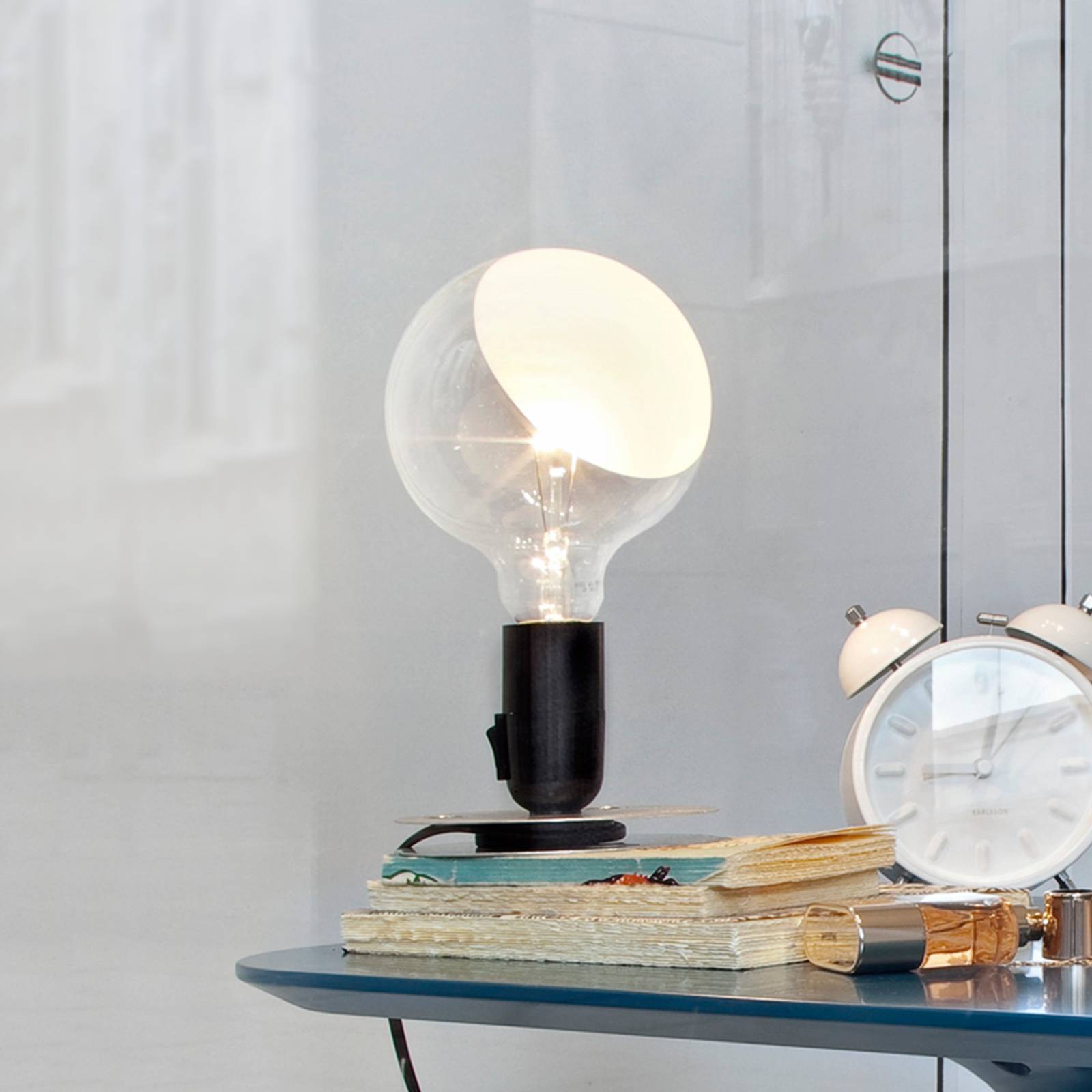 FLOS Lampada da tavolo di design Lampadina, Nero, Soggiorno / Sala da pranzo, Alluminio, Design, Lampada da tavolo
