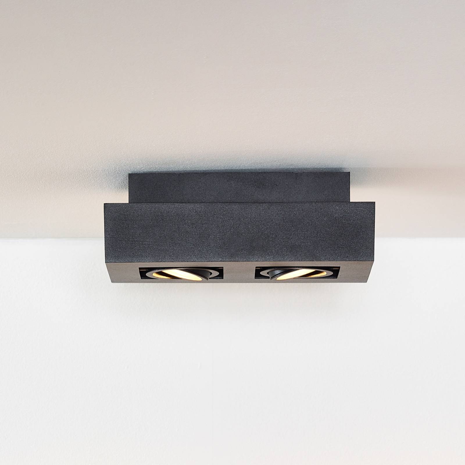 Lucide Faretto a soffitto Xirax, 2 luci, nero dimmerabile, Nero, Soggiorno / Sala da pranzo, Alluminio, Moderno