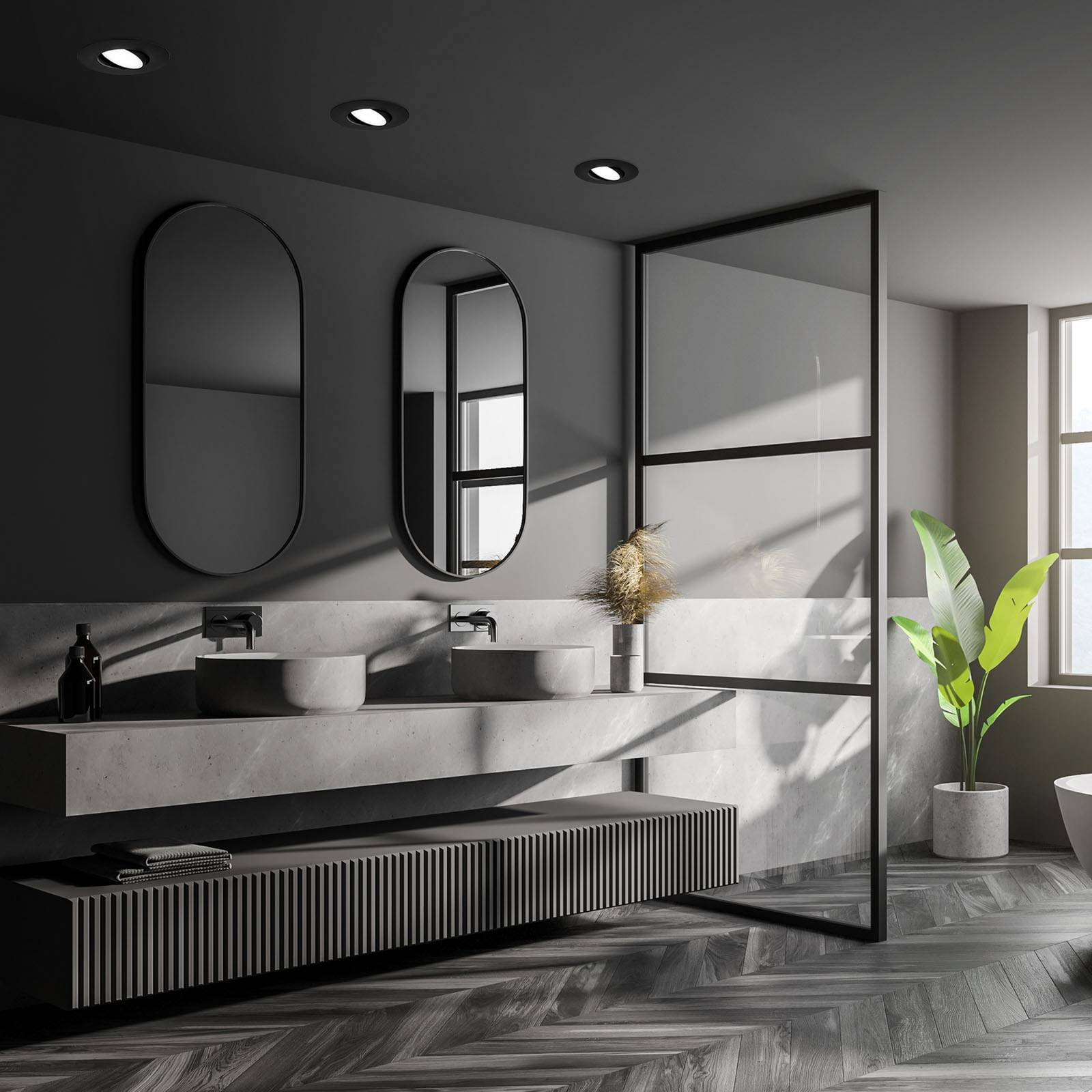Briloner Faretto LED da incasso 7597 3x IP65 4.000K nero 7597, dimmerabile, Nero, Bagno, Plastica