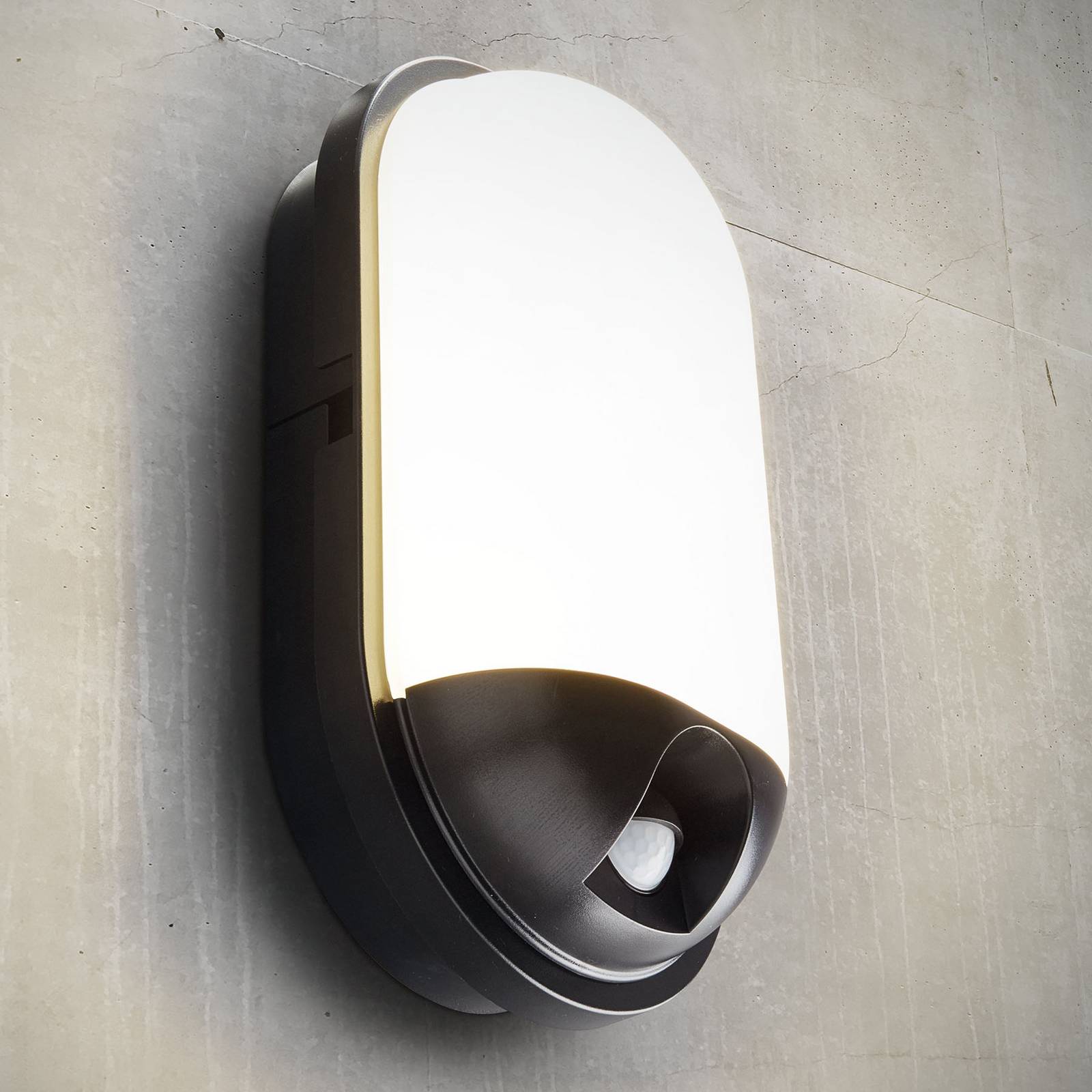 Heitronic Applique LED esterni Toledo, sensore di movimento Toledo, Nero, Plastica, Moderno