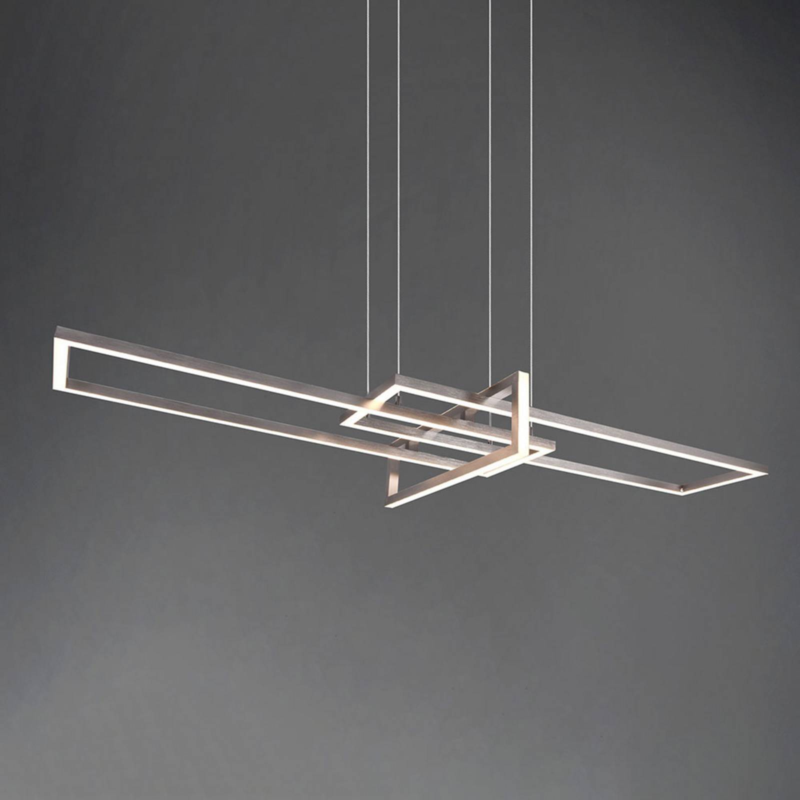 Trio Lighting Lampada a sospensione LED Salinas, 3.000 K, nichel dimmerabile, Alluminio / Grigio / Zincato, Soggiorno / Sala da pranzo, Metallo, Moderno