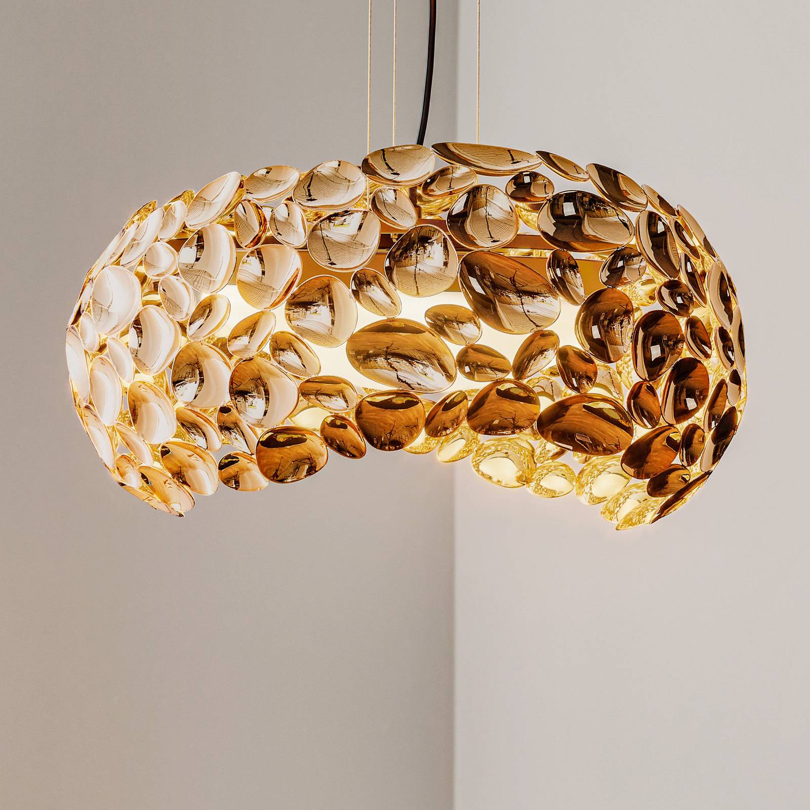 Schuller Valencia LED sospensione Narisa Ø 46 cm oro rosé/marrone, Soggiorno / Sala da pranzo, Metallo, Design