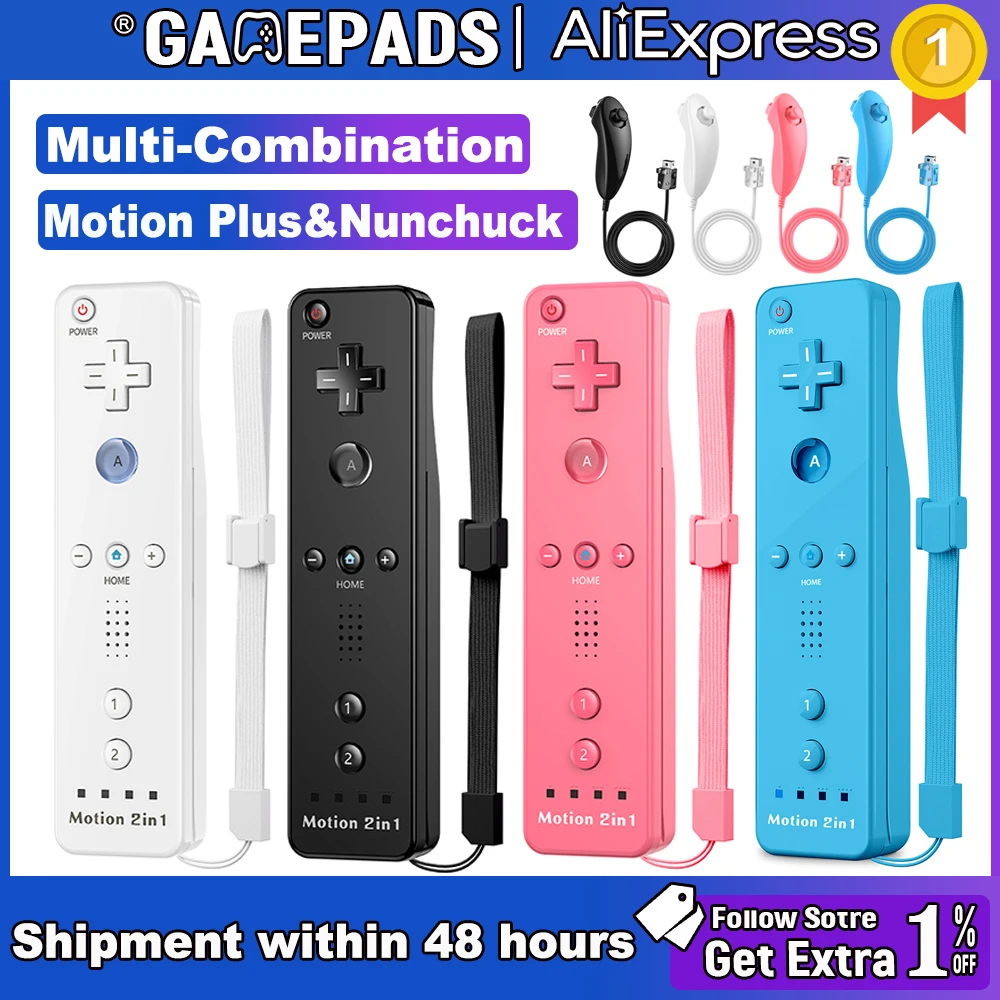 Für Wii Remote Motion Plus Nintendo Wii/Wii U Joystick 2-in-1 Wireless Gamepad Controller Set mit Silikonhülle Videospiel