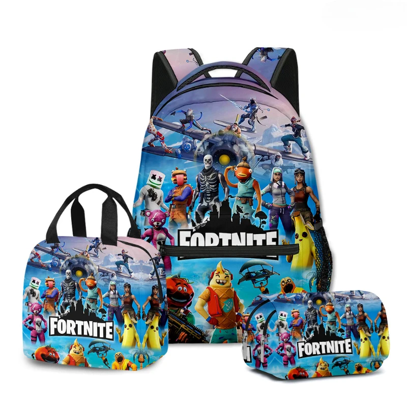 Nouveau sac à dos de jeu Fortnite, cartable d'école Anime, sacs d'école pour étudiants, trousse à crayons Cosplay, sac à déjeuner Kawaii, cadeau d'anniversaire