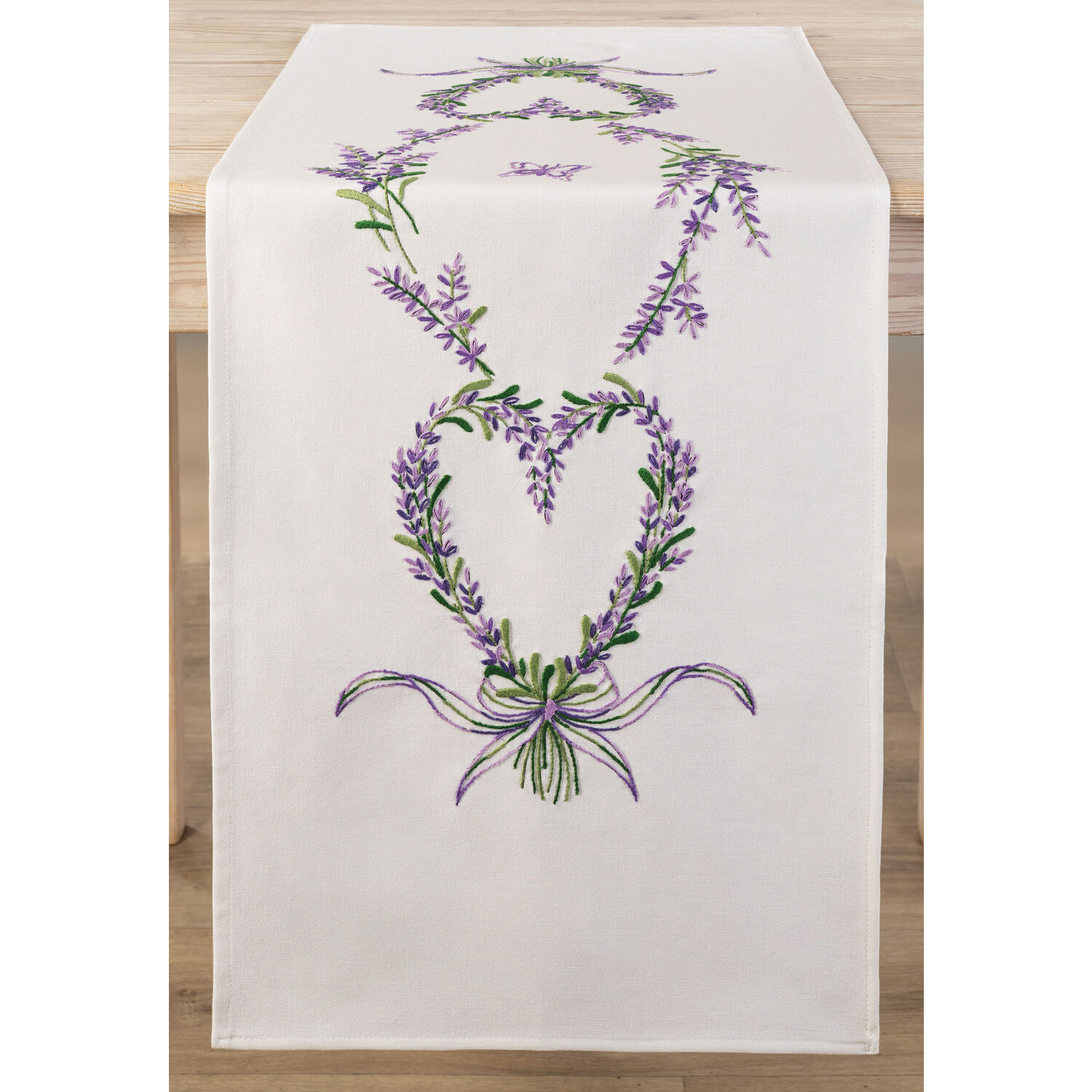 Stickläufer Lavendel-Herz