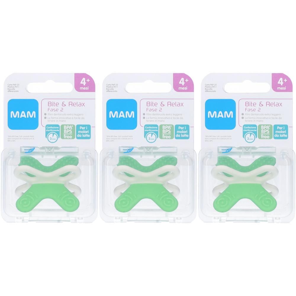 MAM Bite&Relax Fase 2 Mini Dentaruolo Neutro 4m+ 3x1 St