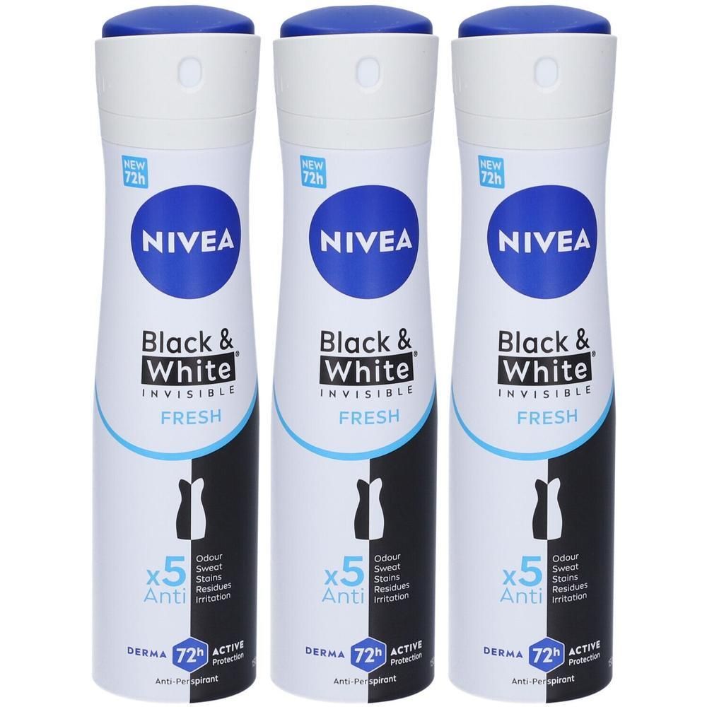 Nivea Black & White Invisible Fresh Deodorante Spray 3x150 ml