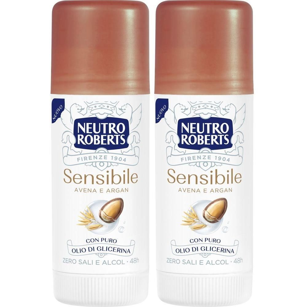Neutro Roberts Deodorante Pelle Sensibile Avena Argan Stick 2x40 ml