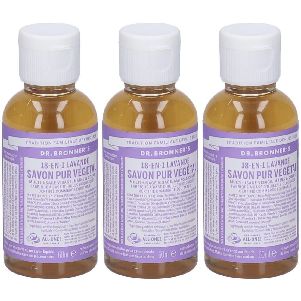 Dr. Bronner’s Sapone Liquido 18-In-1 alla Lavanda 60 ml 3x60