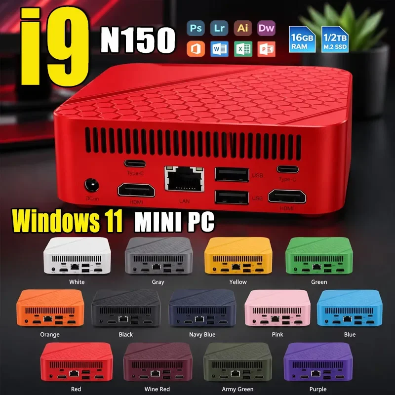 Mini PC Intel Core I9 N150 Windows 11 Pro 16GB 32GB DDR4 1TB SSD WIFI 6 BT5.2 4K HD Desktop Computer Gaming Pc Gamer 2026