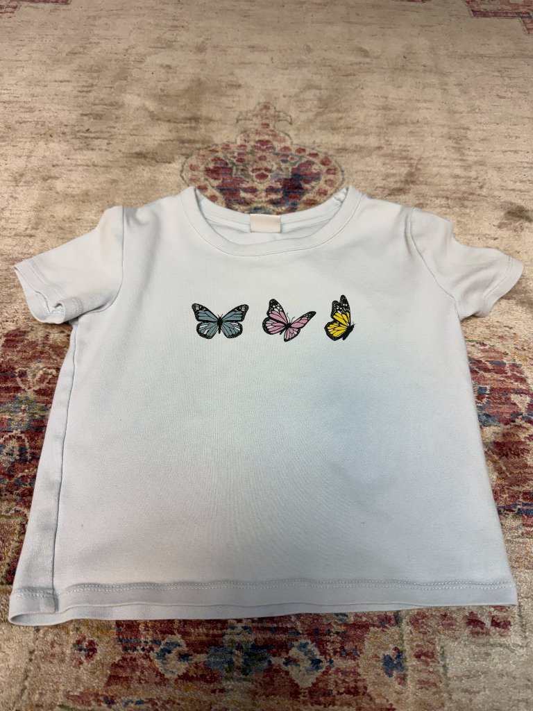 Zara Shirts & Tops | Zara Kids Girls Light Blue Butterflies T-Shirt Size 11-12 In Good Shape | Color: Blue/White | Size: 11-12