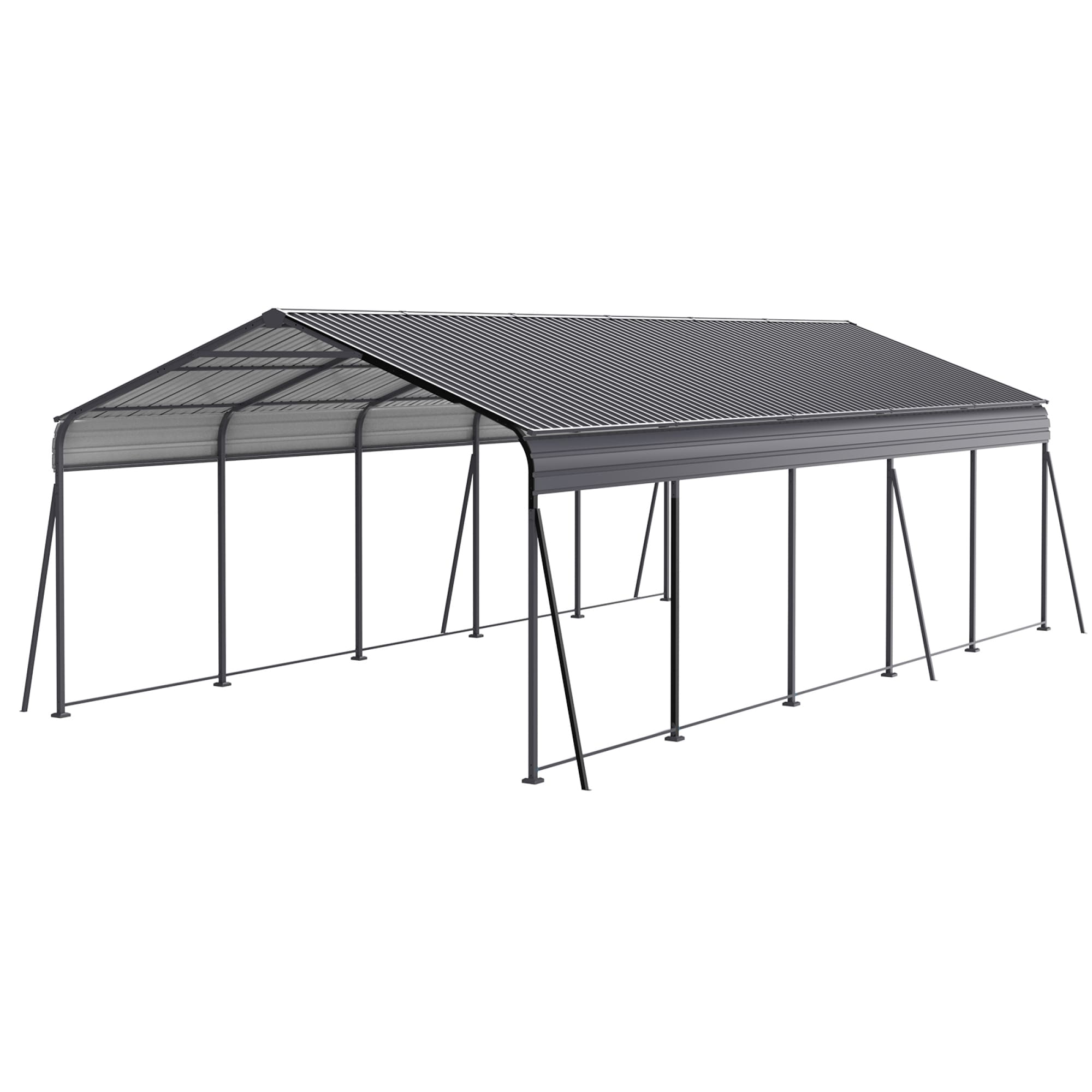 Roomfitters 13 x 26.5 FT Heavy Duty Metal Carport with Galvanized Steel Roof and Frame Garage Canopy, Gray
