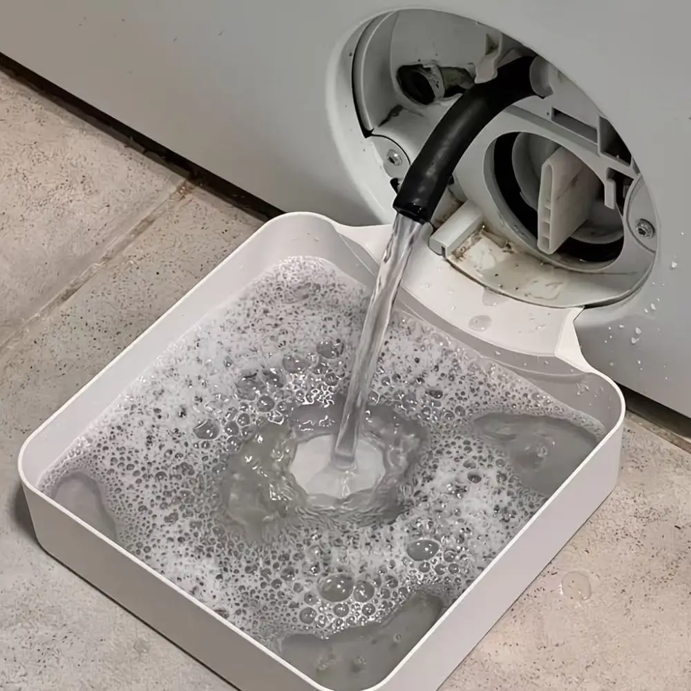 Anti-Overflow Washing Machine Drain Tray Leak-Proof Durable Drain Pan White Simple Washing Machine Drain Funnel Floor Protection