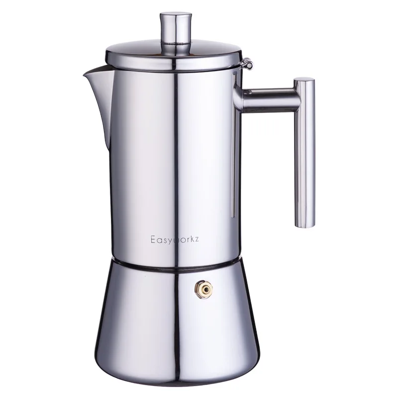 Cafetière à expresso Diego pour cuisinière, en acier inoxydable, machine à café italienne, 4 tasses, 6,8 oz, induction, Moka Pot