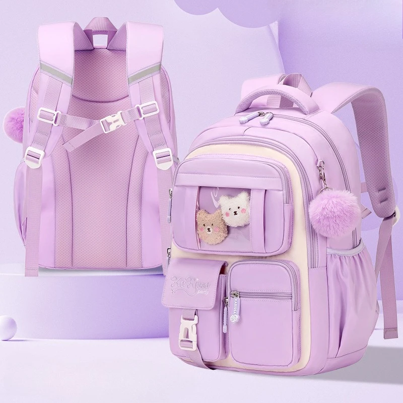 Sac à dos scolaire de qualité supérieure pour filles avec boucle de poitrine, cartable pour enfants pour l'école primaire, sac d'école résistant à l'eau, Mochilas