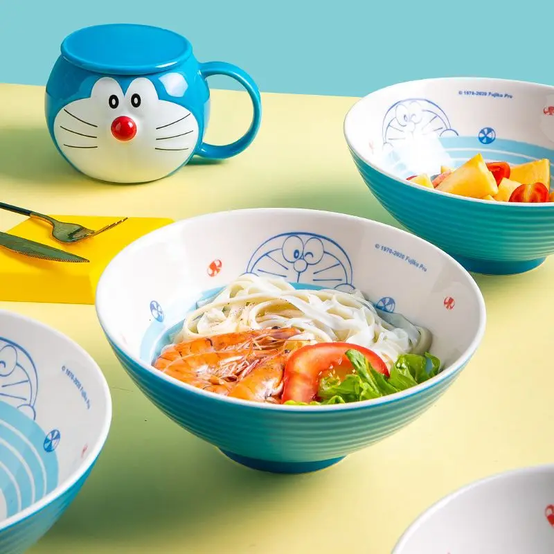 Doraemon Tableware Creativity Lamian Noodles Big Bowl Ceramic Instant Noodle Bowl Cute Cartoon Large Capacity Household Bowl