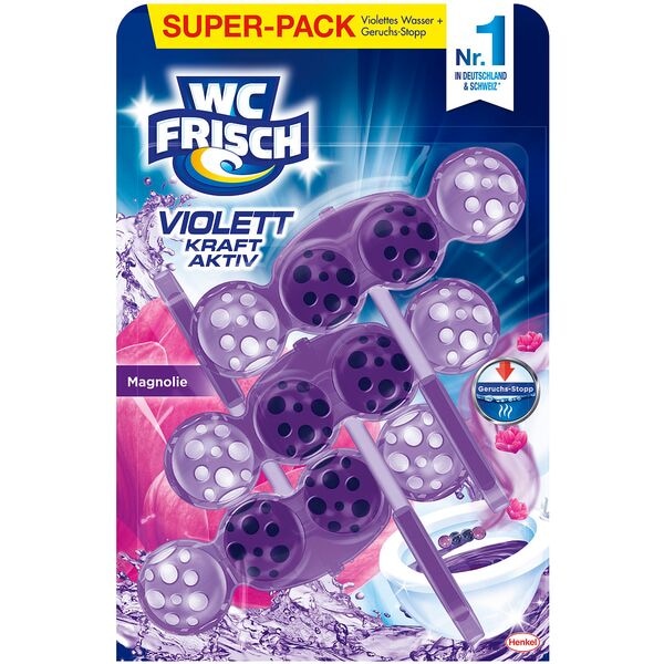WC FRISCH WC-Duftspüler VIOLETT KRAFT AKTIV Magnolie 3x 50,0 g