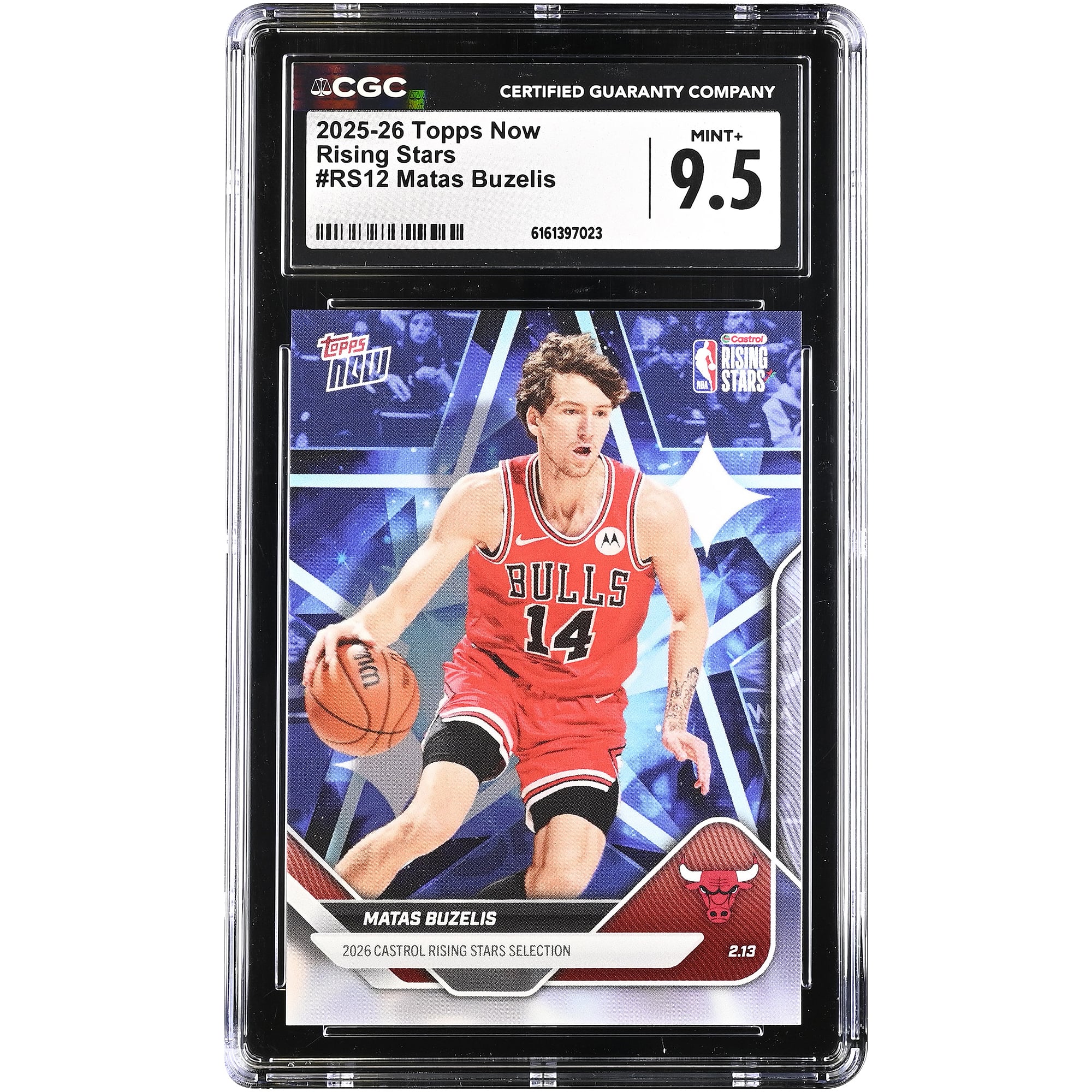Carte Matas Buzelis Chicago Bulls 2025-26 Topps Now Rising Stars #RS12 authentifiée CGC 9.5