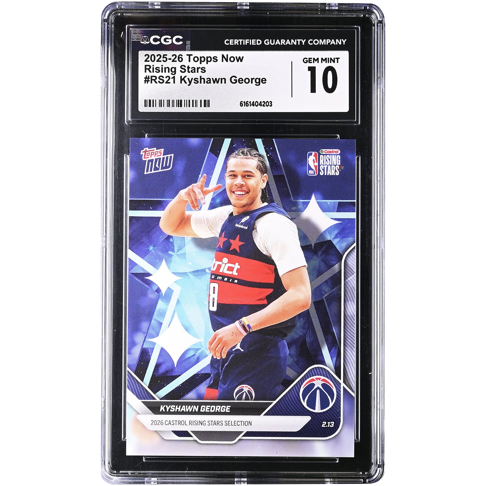 Carte Kyshawn George Washington Wizards 2025-26 Topps Now Rising Stars #RS21 authentifiée CGC (10 cartes) - No Gender Taille: No Size