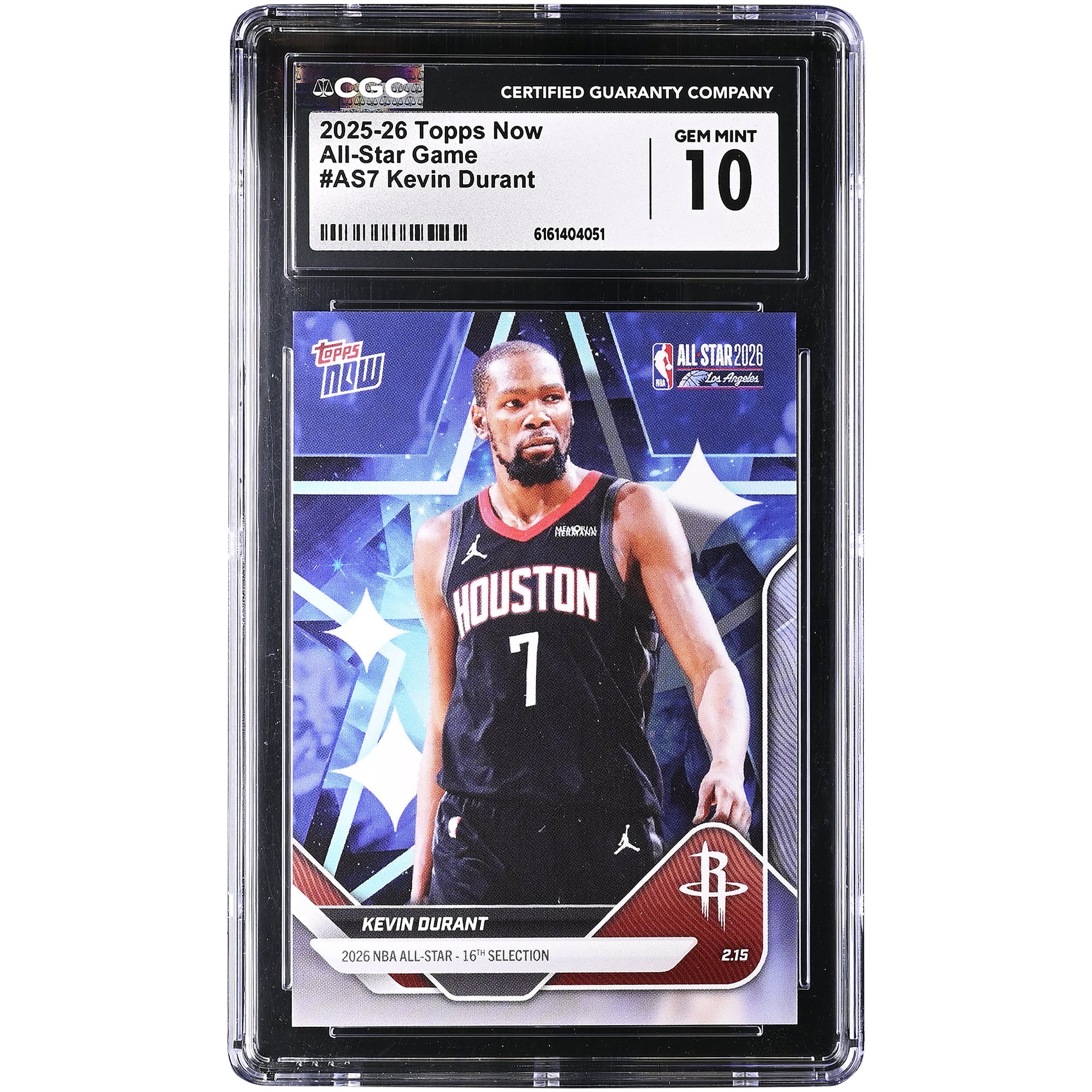Kevin Durant Houston Rockets 2025-26 Topps Now All-Star Game #AS7 CGC Authenticated 10 Card