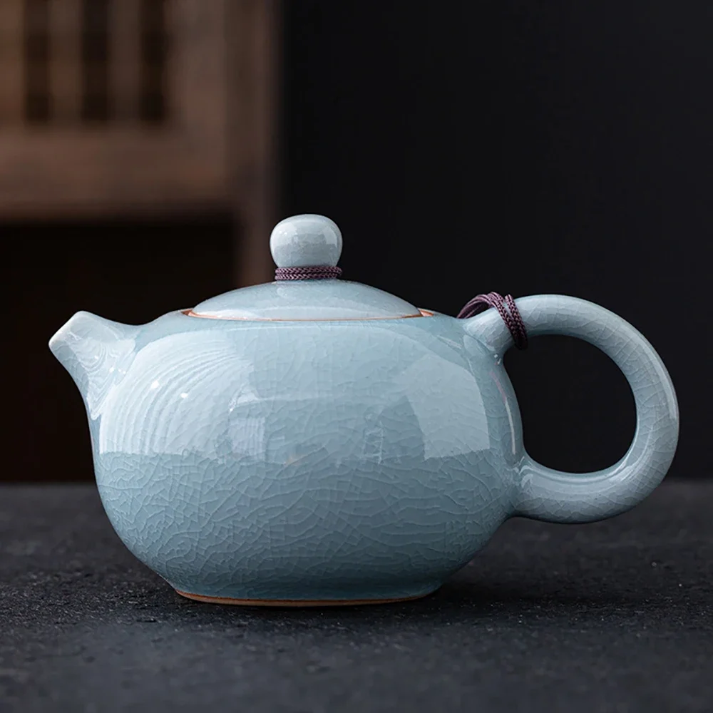 Ge Yao Ceramic Teapot Teacup Manual Chinese Ice Crack Split Teapot Can Raise Xishi Tea Pots Household Kung Fu Tea Pot