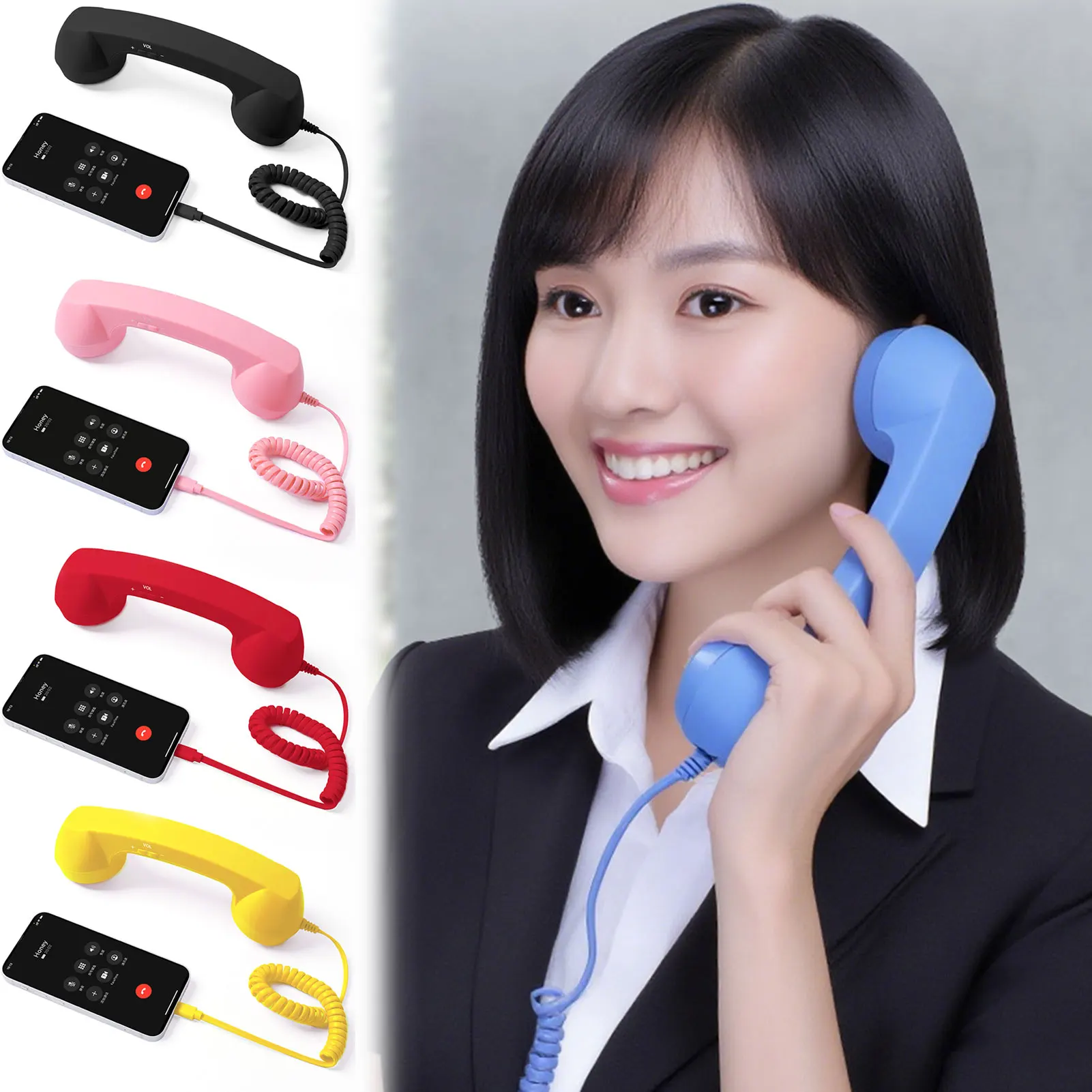 Wired Type-C Mobile Calls Telephones Receiver Antique Style Call Accessory Plug Play Clear Calls Handset Headset Companion
