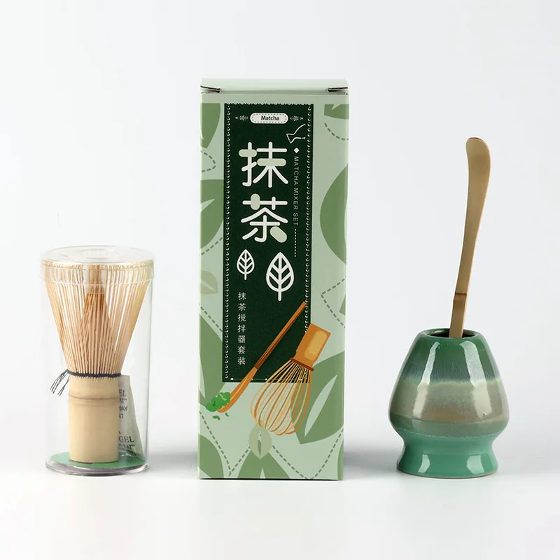 3 PCS Premium Bamboo Matcha Whisk Kit Hundred Prongs Chasen Scoop Japanese Traditional Tea Making Household Matcha Tools