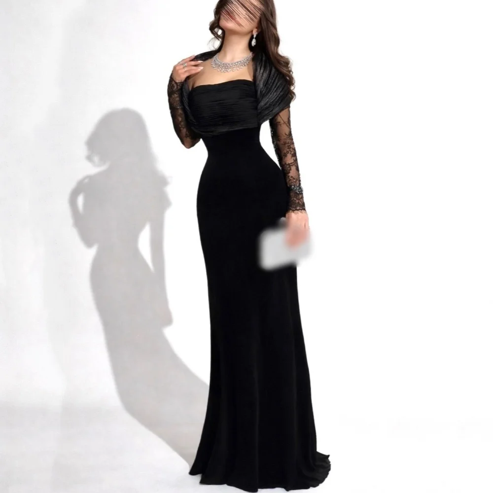 Customized Classic Pleat Off-the-shoulder Trumpet Long Dresses Women's Evening Dress Bespoke Occasion Elegant Party Wedding