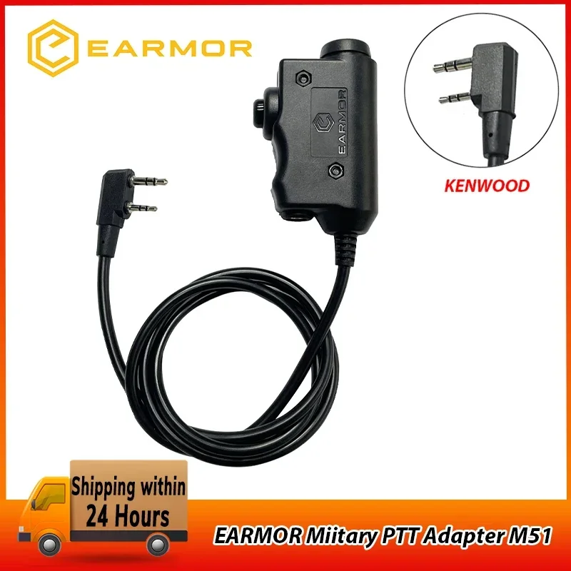 Original EARMOR M51 PTT Adapter Airsoft Taktische Headset Kenwood (für baofeng) Telefon Stecker 3,5 MM AUX Taktische Headset Zubehör
